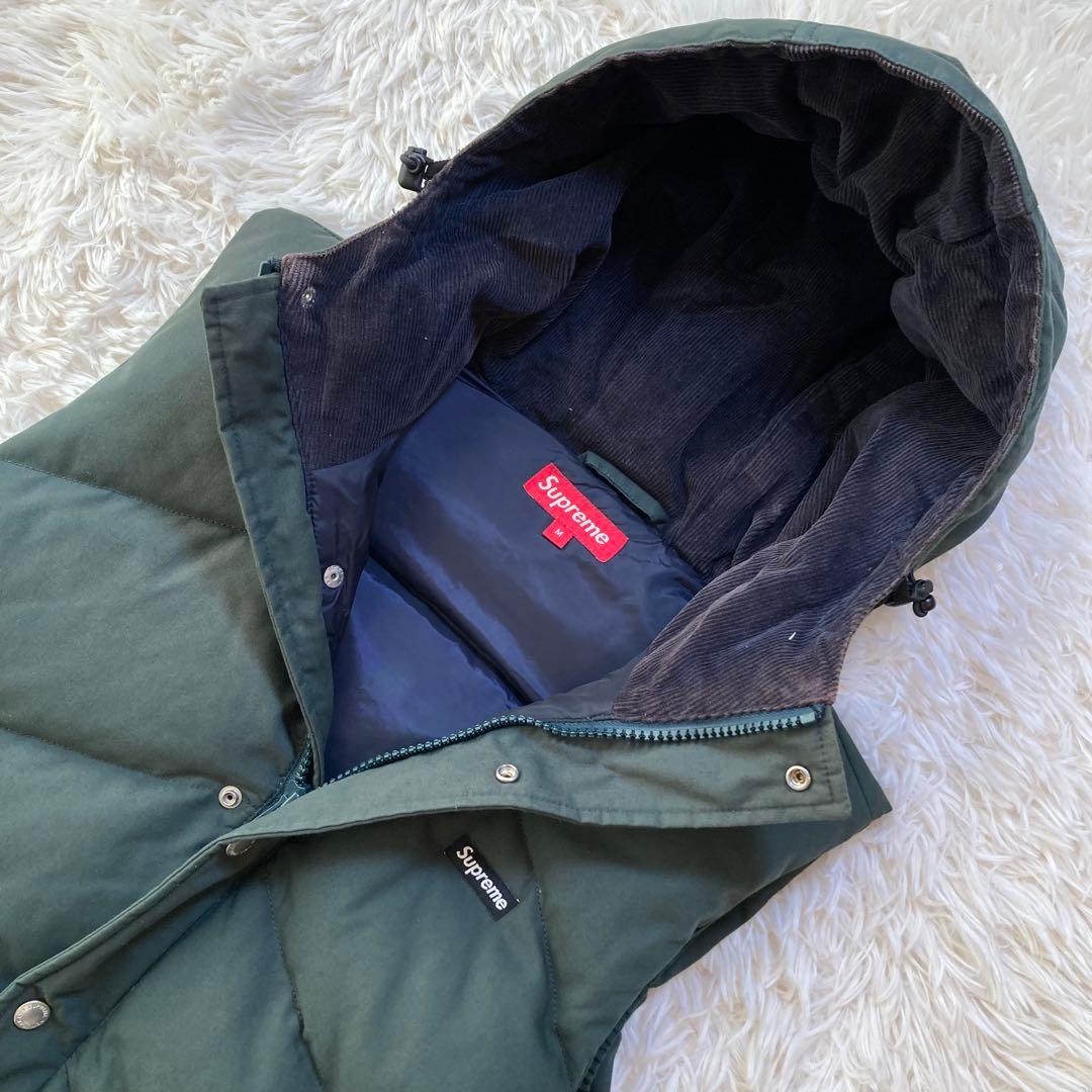 極希少 SUPREME シュプリーム ロゴデザイン フーデッドダウンベスト 緑