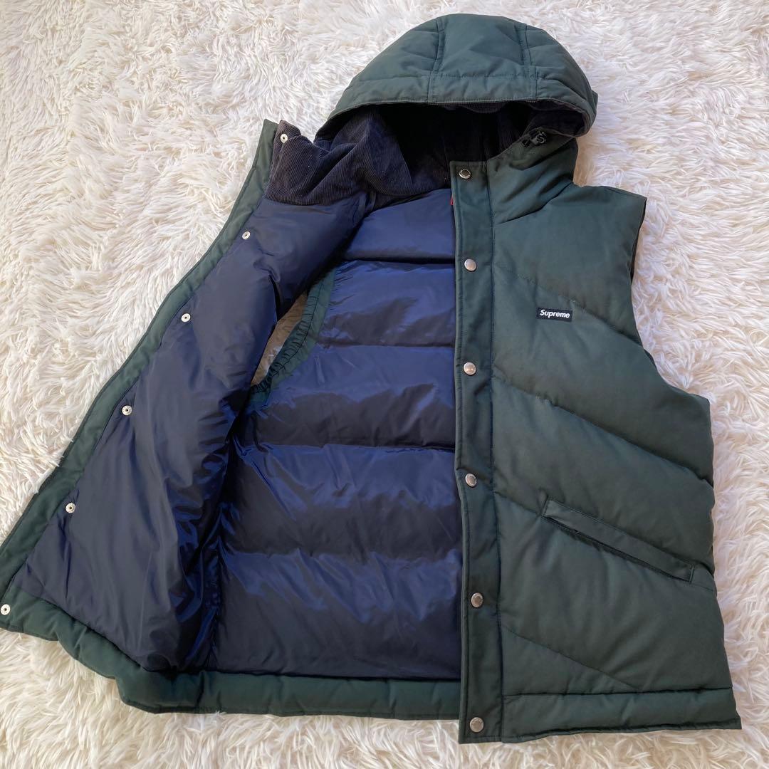 極希少 SUPREME シュプリーム ロゴデザイン フーデッドダウンベスト 緑