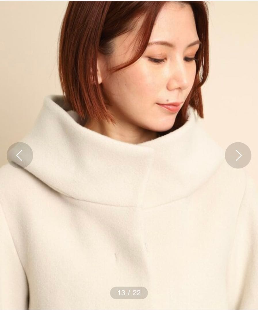 今季 クードシャンス ボリューム衿 ショートウール混コート 36