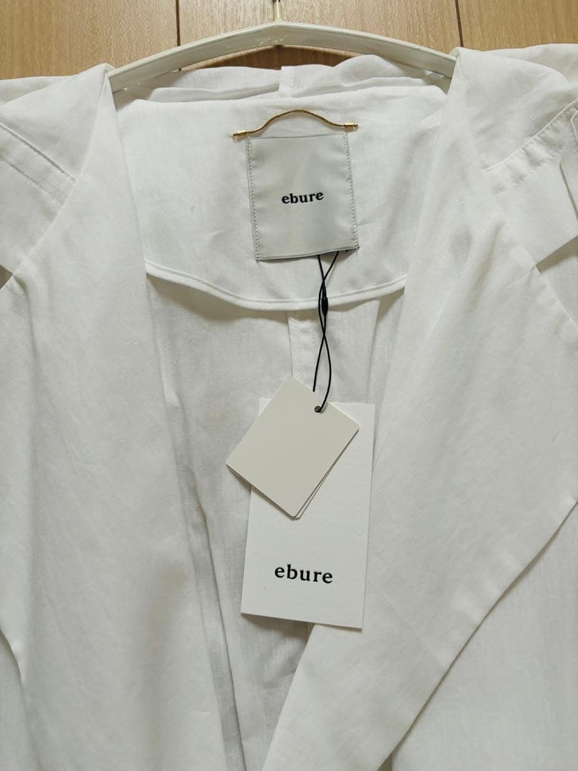 ebure ライトコットンリネン フーデットコート (ホワイト/36)