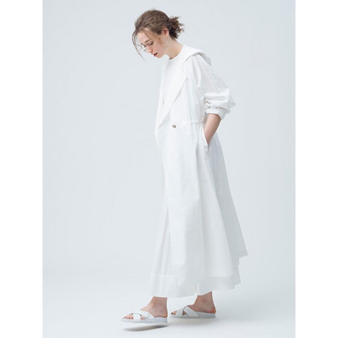 ebure ライトコットンリネン フーデットコート (ホワイト/36)