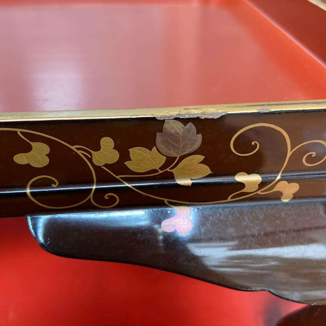 大名道具 金蒔絵花の図四ッ足盆三客 江戸時代