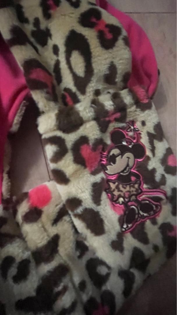 ディズニー ヒョウ柄 マフラーファーキャップ