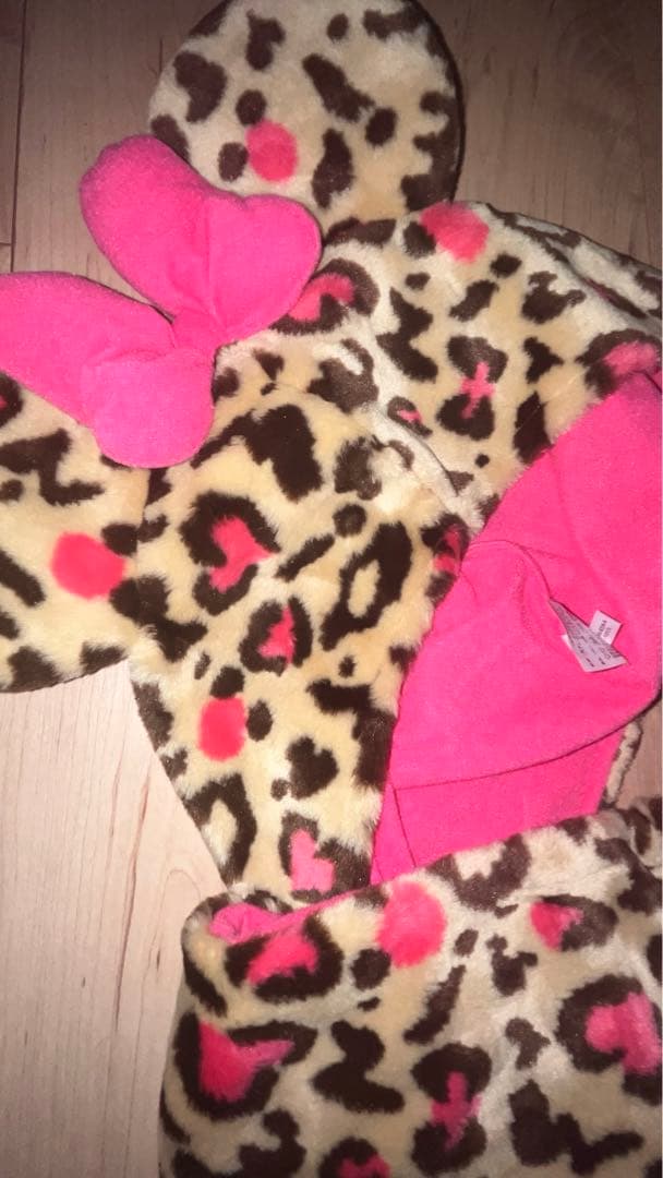 ディズニー ヒョウ柄 マフラーファーキャップ