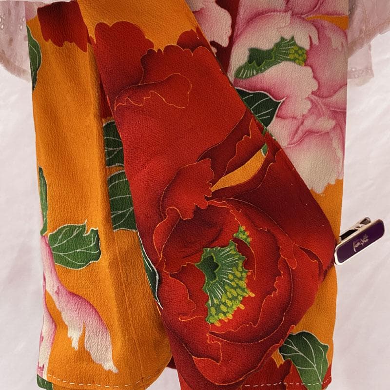 506ag87、チュールエプロン、トレーン付き◎七五三 三歳 アンティーク着物