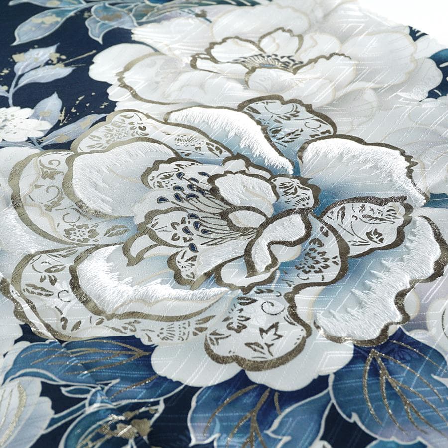 振袖フルセット　オーダー仕立て　紺色　ネイビー　刺繍　金彩加工　成人式