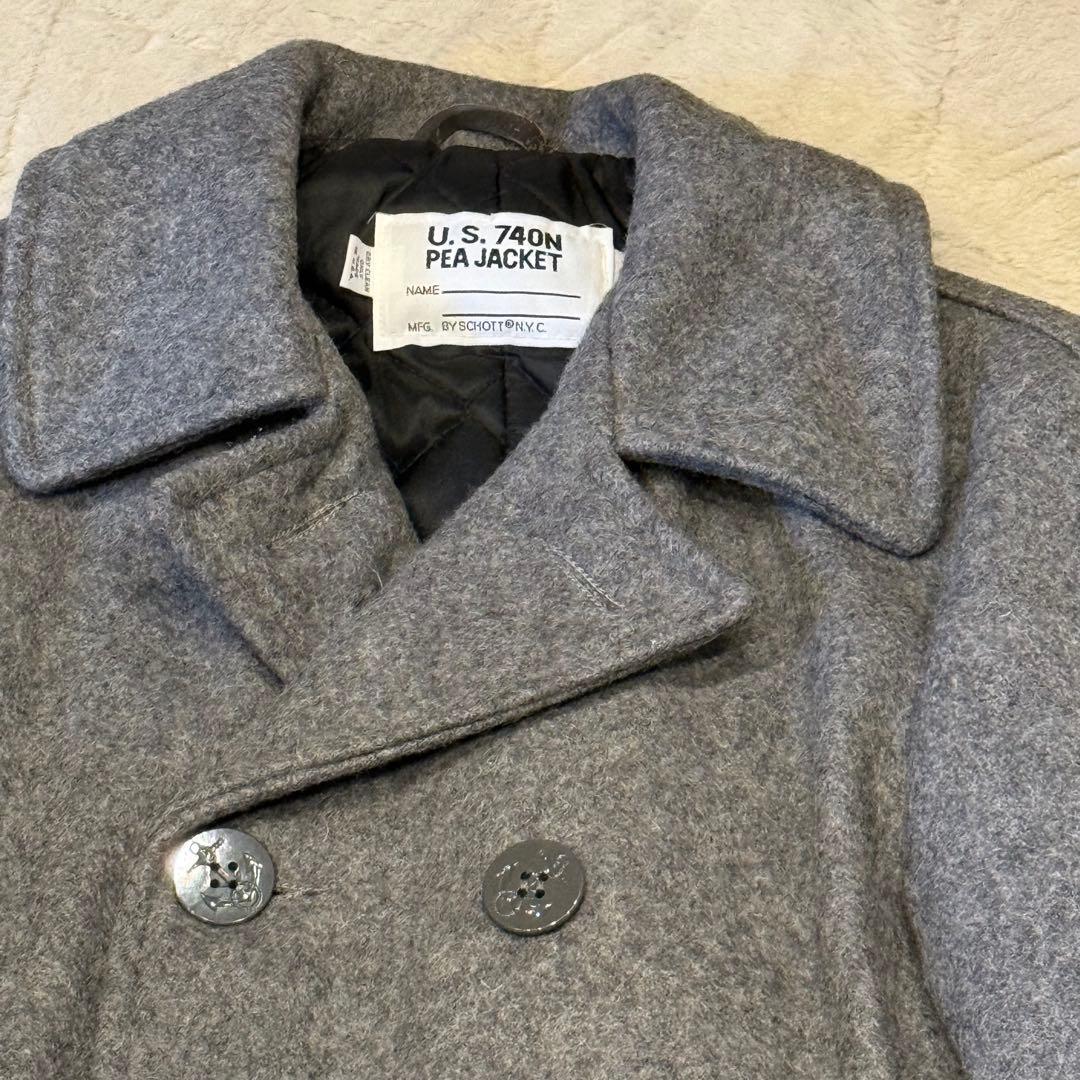 未使用タグ付き【Schott】740N ウール ピーコート USA製 38