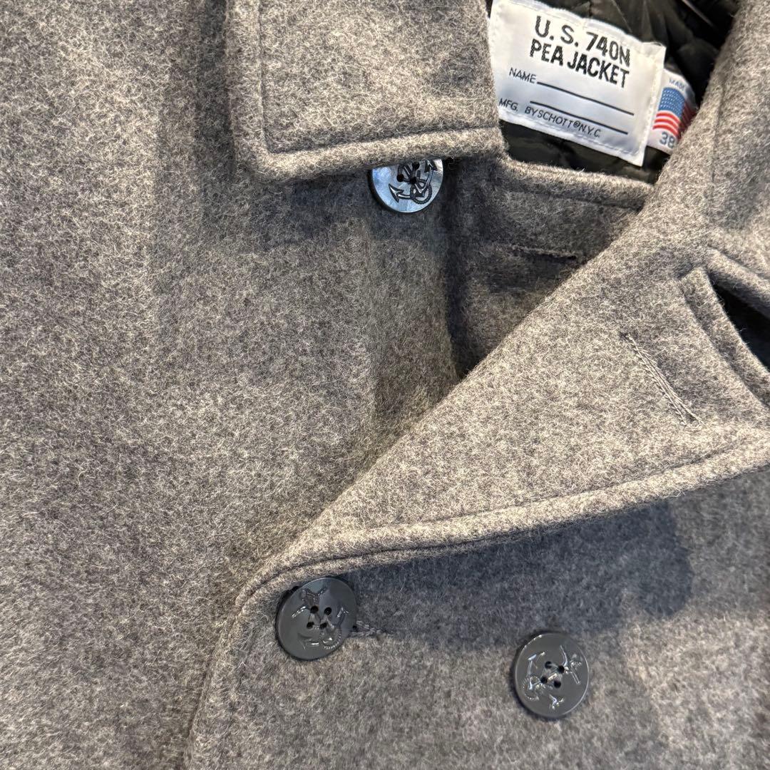 未使用タグ付き【Schott】740N ウール ピーコート USA製 38