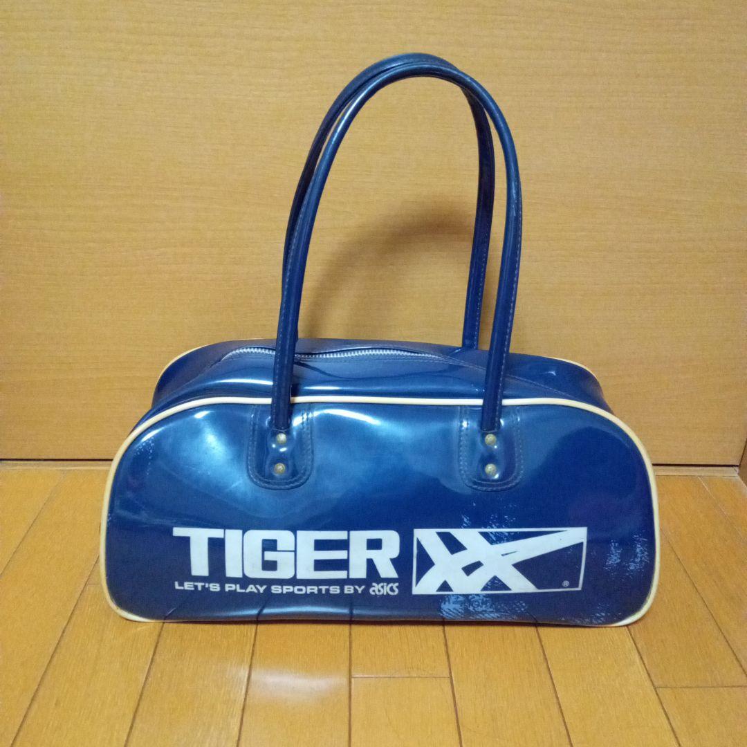 K*M様 asics TIGER エナメル ボストンバッグ ネイビー　ヴィンテー