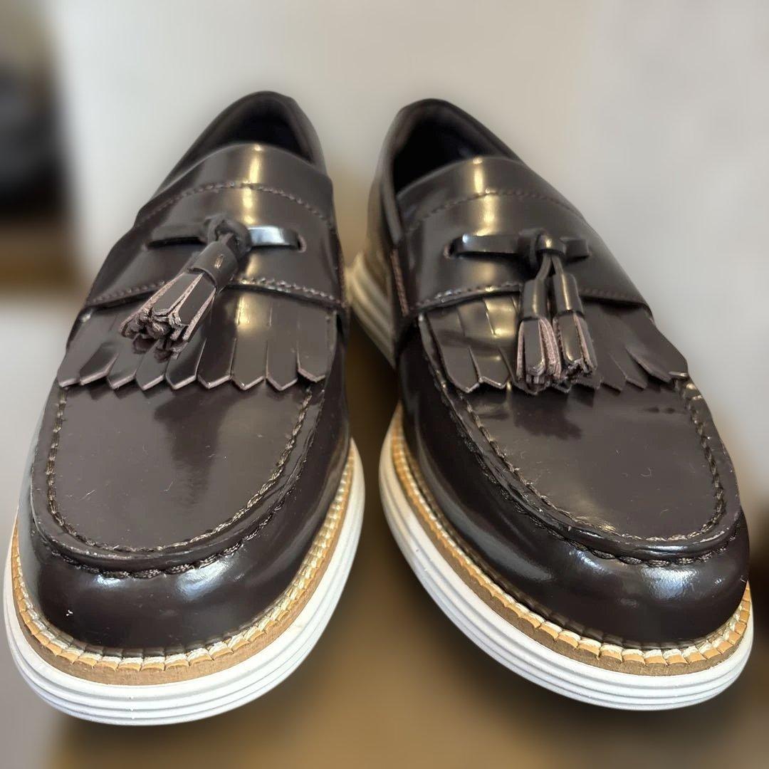 極美品　COLEHAAN タッセルローファー 茶色25.0CM