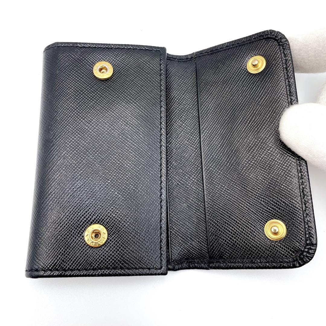 【PRADA】プラダ 6連 キーケース ブラック ゴールドロゴ