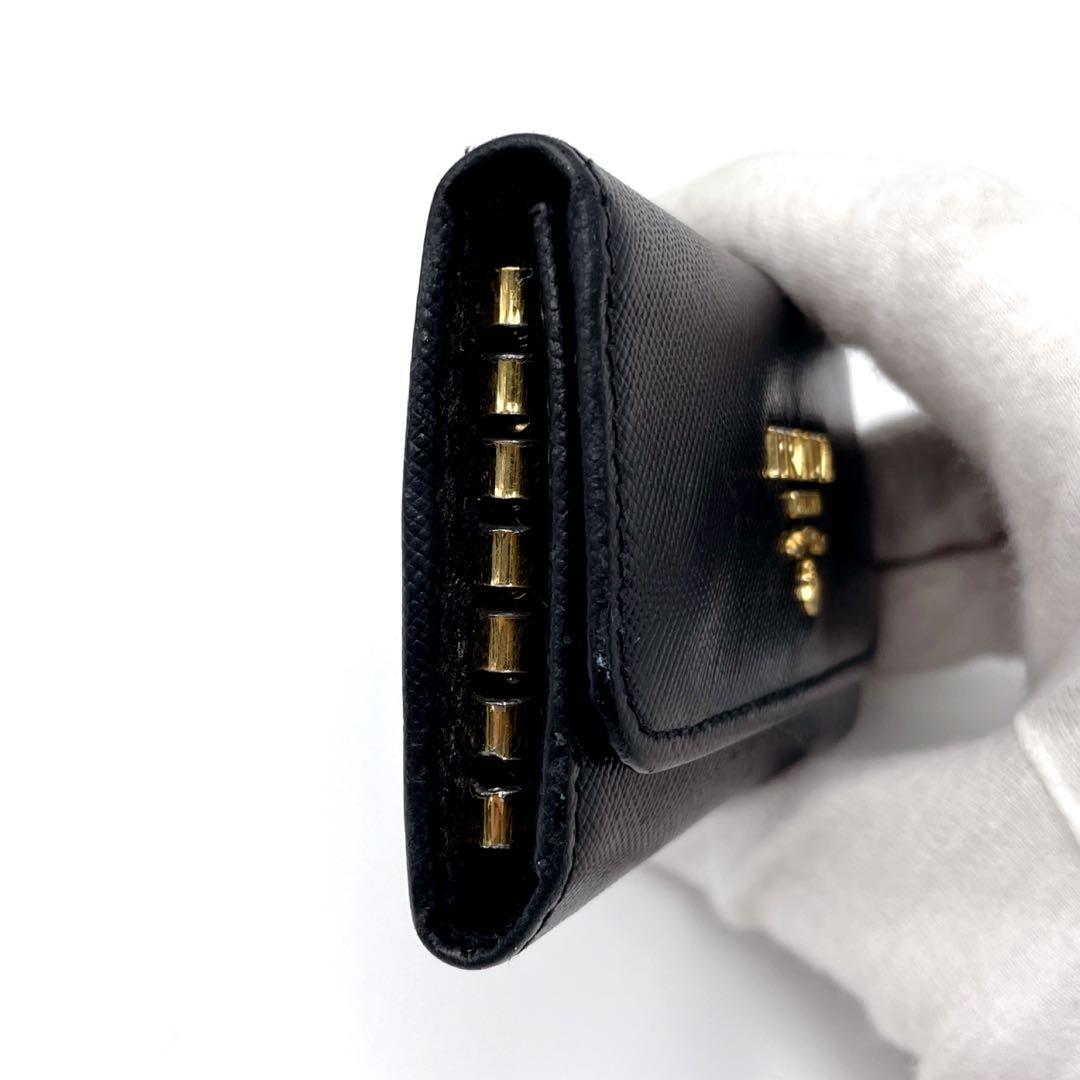 【PRADA】プラダ 6連 キーケース ブラック ゴールドロゴ