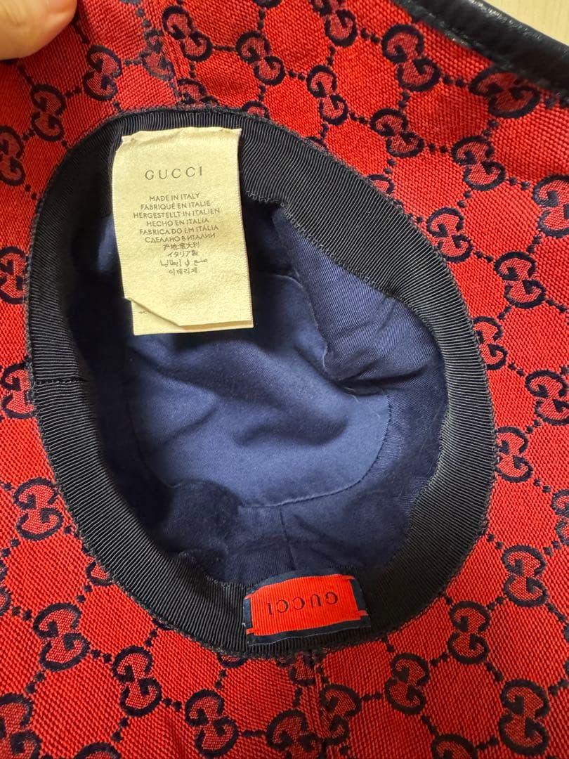 GUCCI バケットハット レッド ネイビー