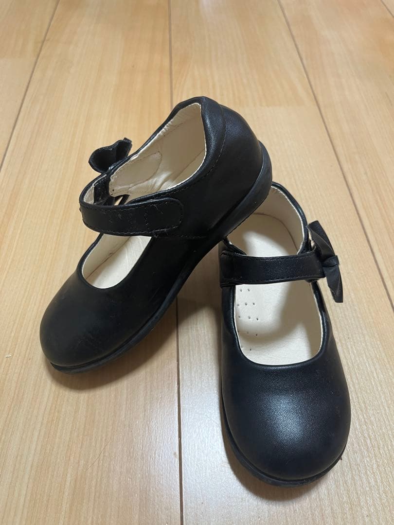 美品♡ ファミリア お受験ワンピース 100 ブラウス長袖、上履き、黒靴のセット