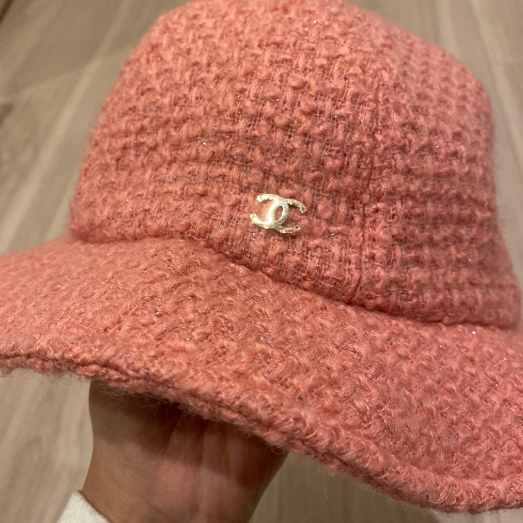 新品未使用CHANEL クロシェハット　ツイード　ココマーク　希少ピンク　完売品