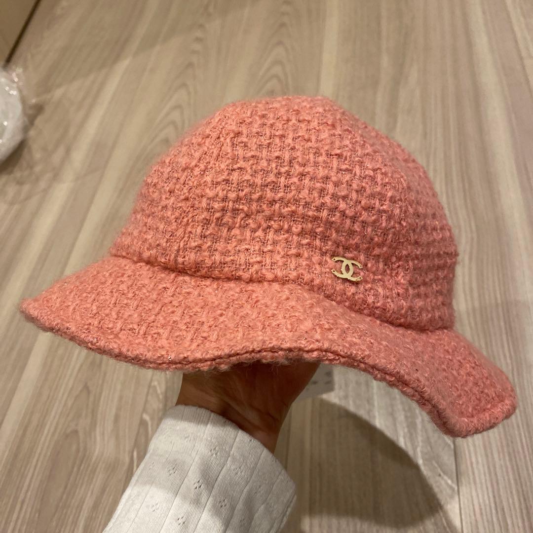 新品未使用CHANEL クロシェハット　ツイード　ココマーク　希少ピンク　完売品