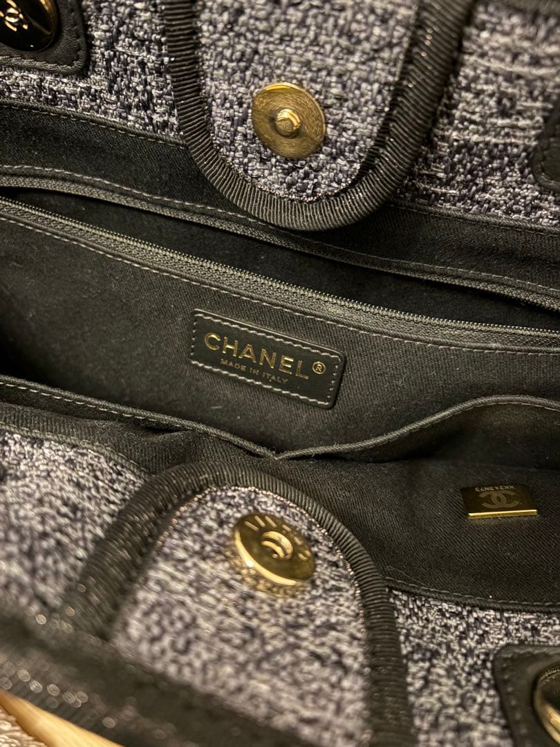 CHANEL 　美品⭐︎ドゥーヴィル　ショッピングバッグ　グレーツイード