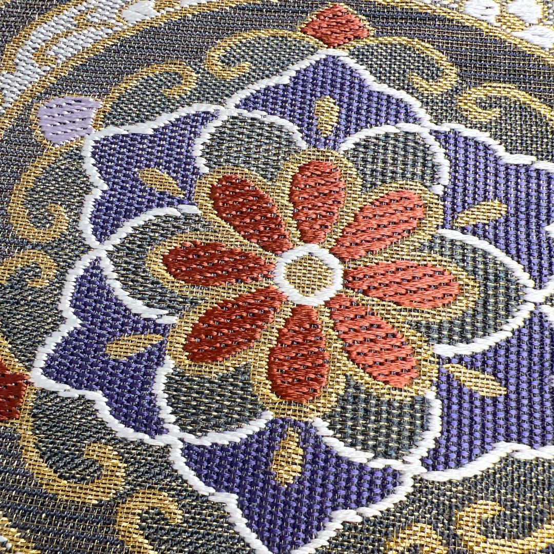 未着用　袋帯　華紋　鏡裏文様　唐草　金糸　着物　122b d ms