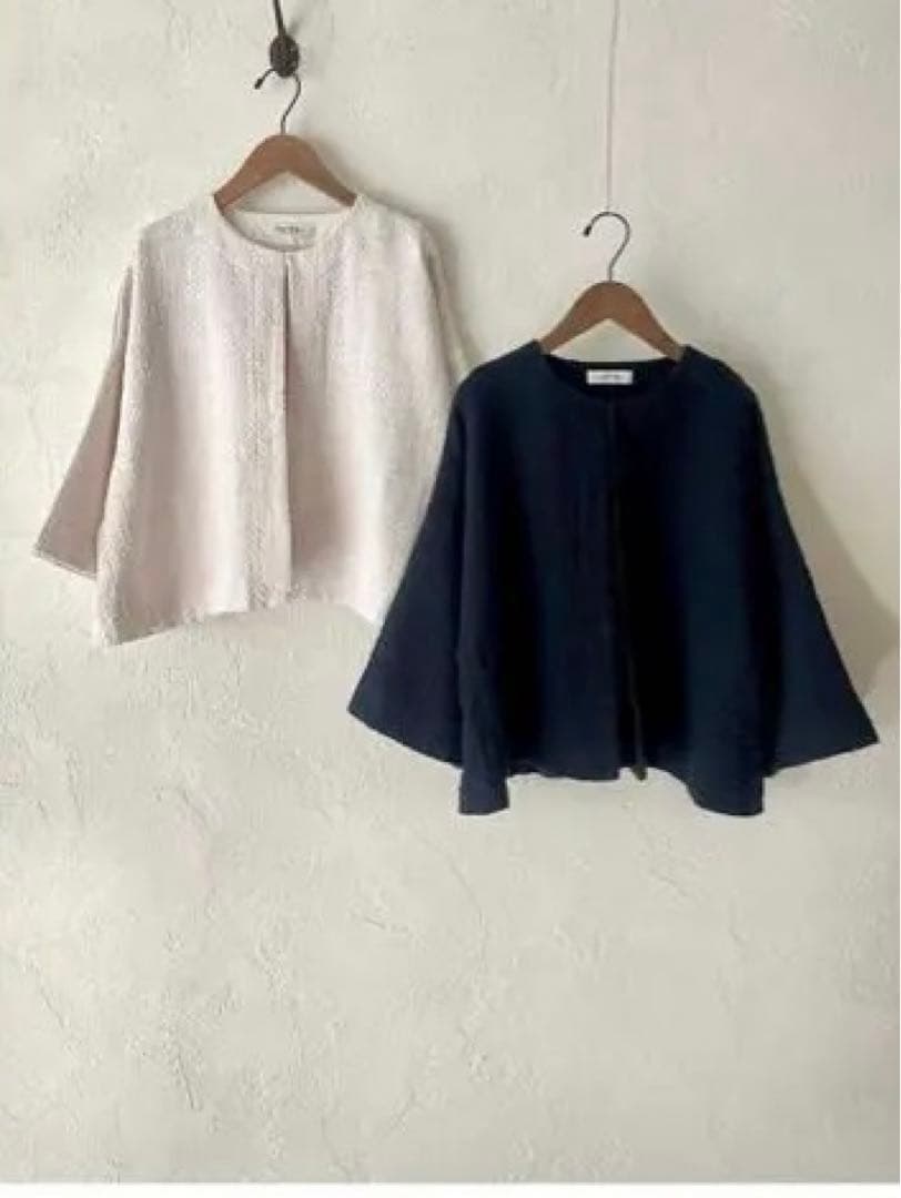 ネストローブコットンリネンミックスツイードノーカラージャケット　　新品