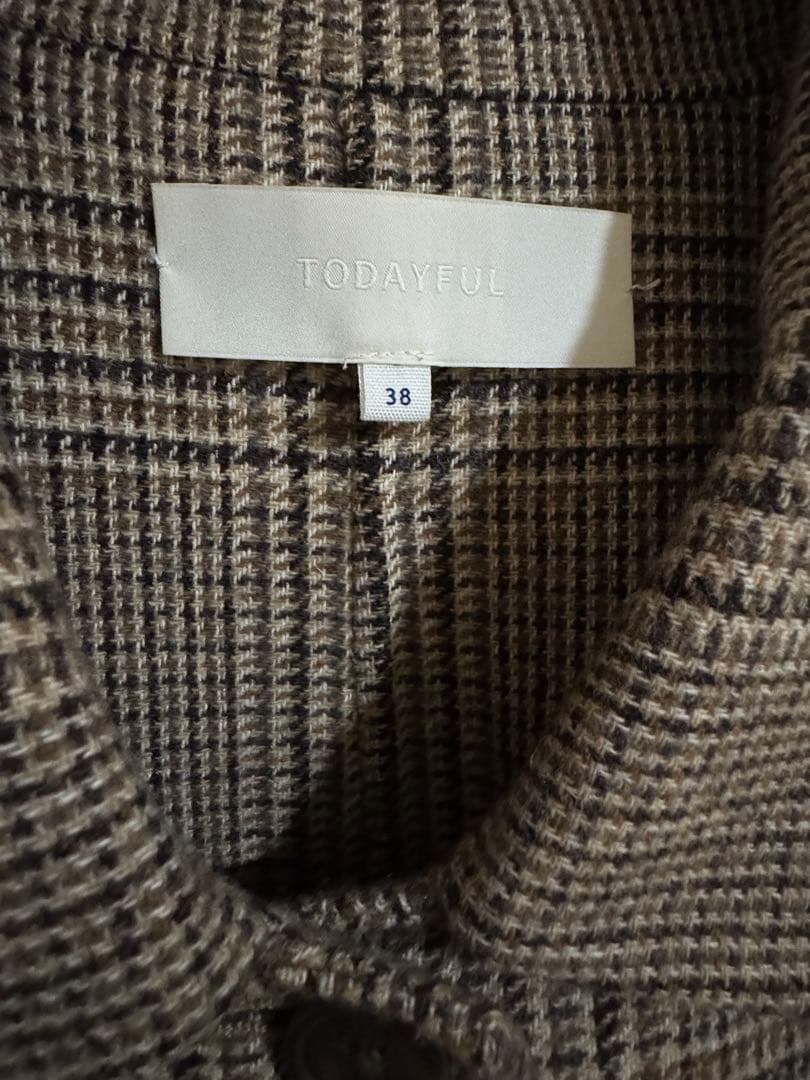 TODAYFUL ステンカラーチェックコート　38