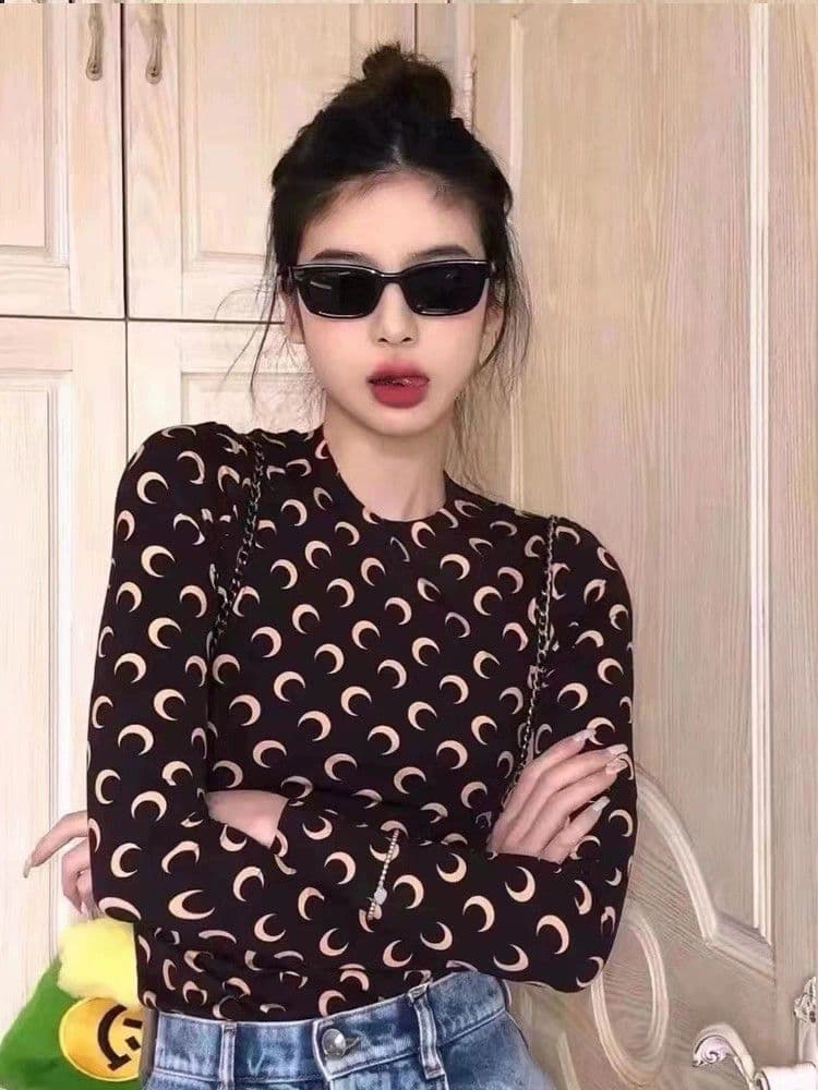 MARINE SERRE マリーンセル Tシャツ 長袖 ブラック L