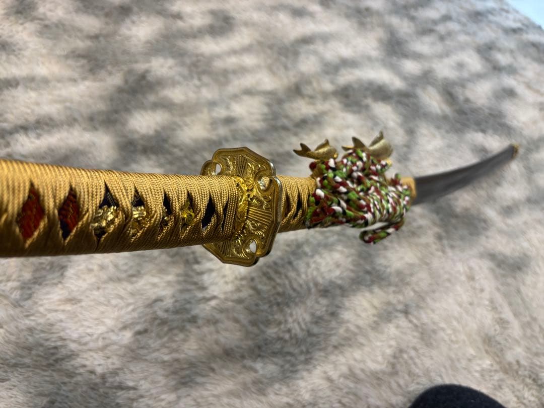 吉祥登竜門陣太刀 【美品】観賞用 模造刀 日本刀 鯉 スタンドセット 掛け台付き