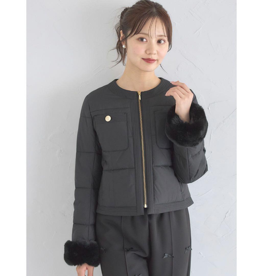 tocco closet 袖口ファー付きマイクロファイバーダウンジャケット