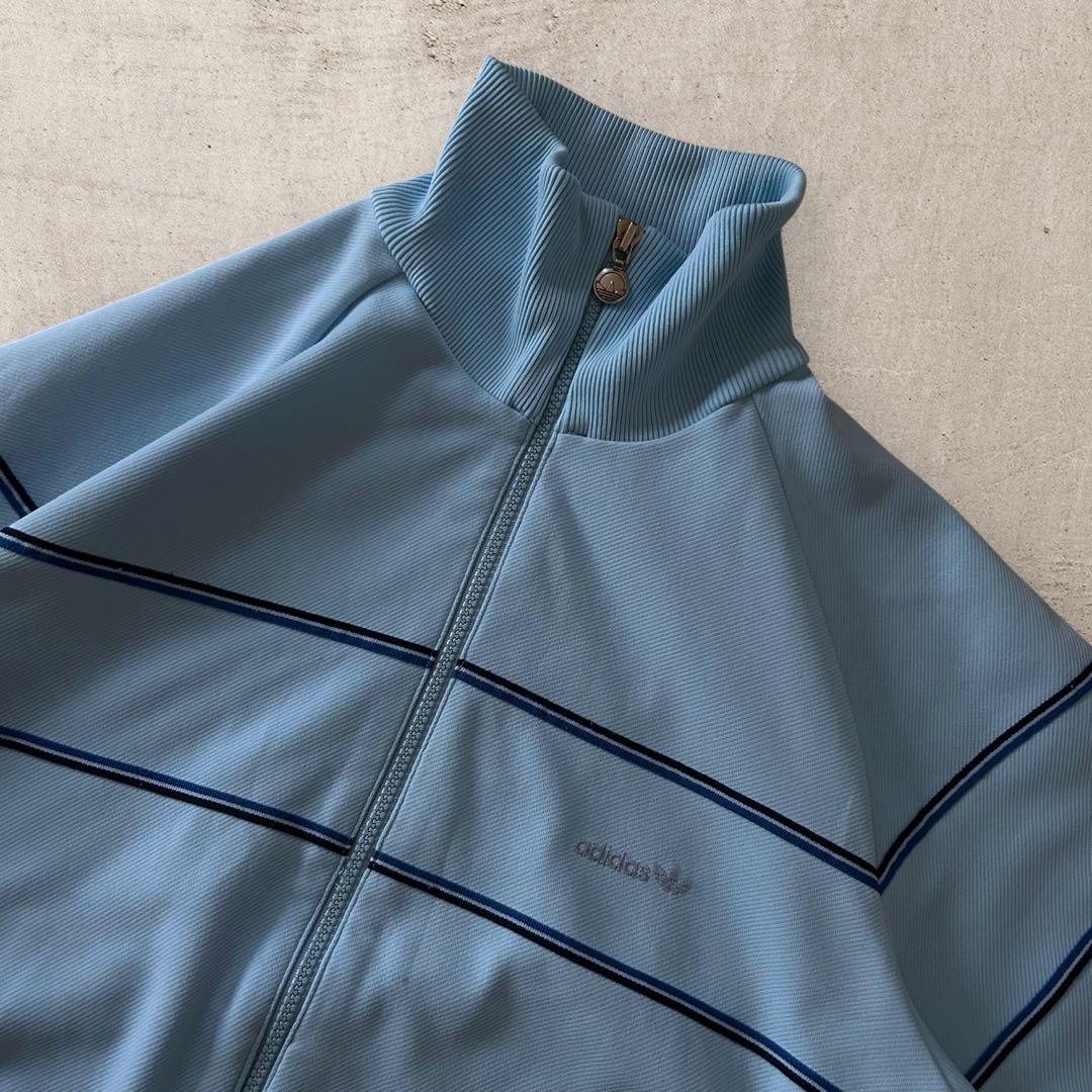 80sアディダスデサント製西ドイツトラックジャケットティファニーブルー刺繍ロゴ