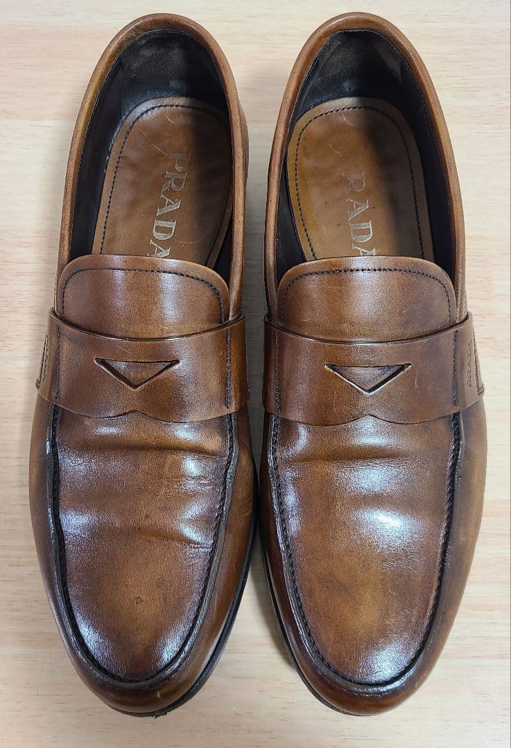 PRADA 本革ブラウンレザーシューズ ローファー ビジネスシューズ
