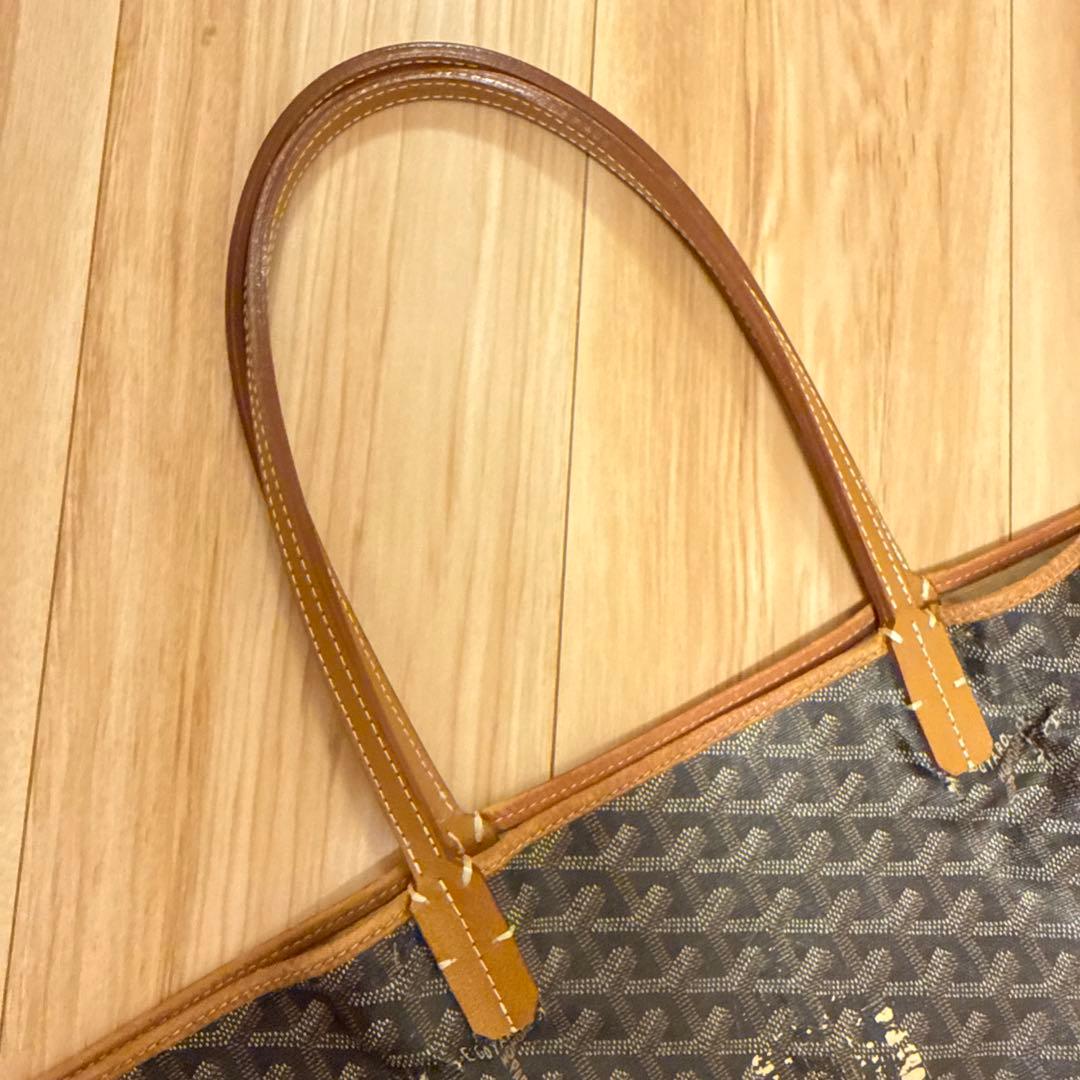 ゴヤール サンルイ GM ダメージ有 ハンドル修理済 黒×茶