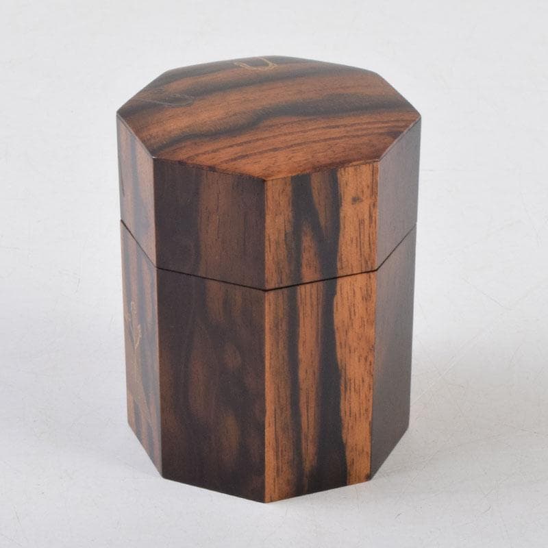 はな　茶道具　山下泰園作　黒柿製　早蕨蒔絵　八角茶器　共箱　V　8560