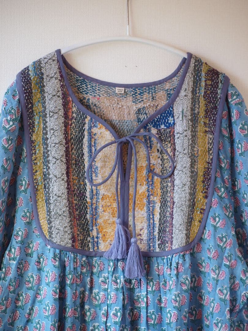 【no212】カンタキルト×ブロックプリントワンピース