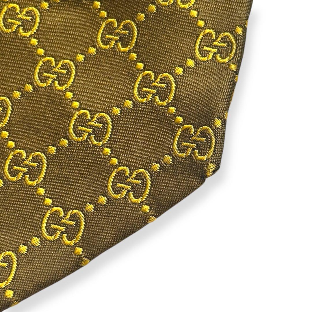 良品✨GUCCI ネクタイ　グッチ　GG柄　ジャガード　ゴールド　ブラウン