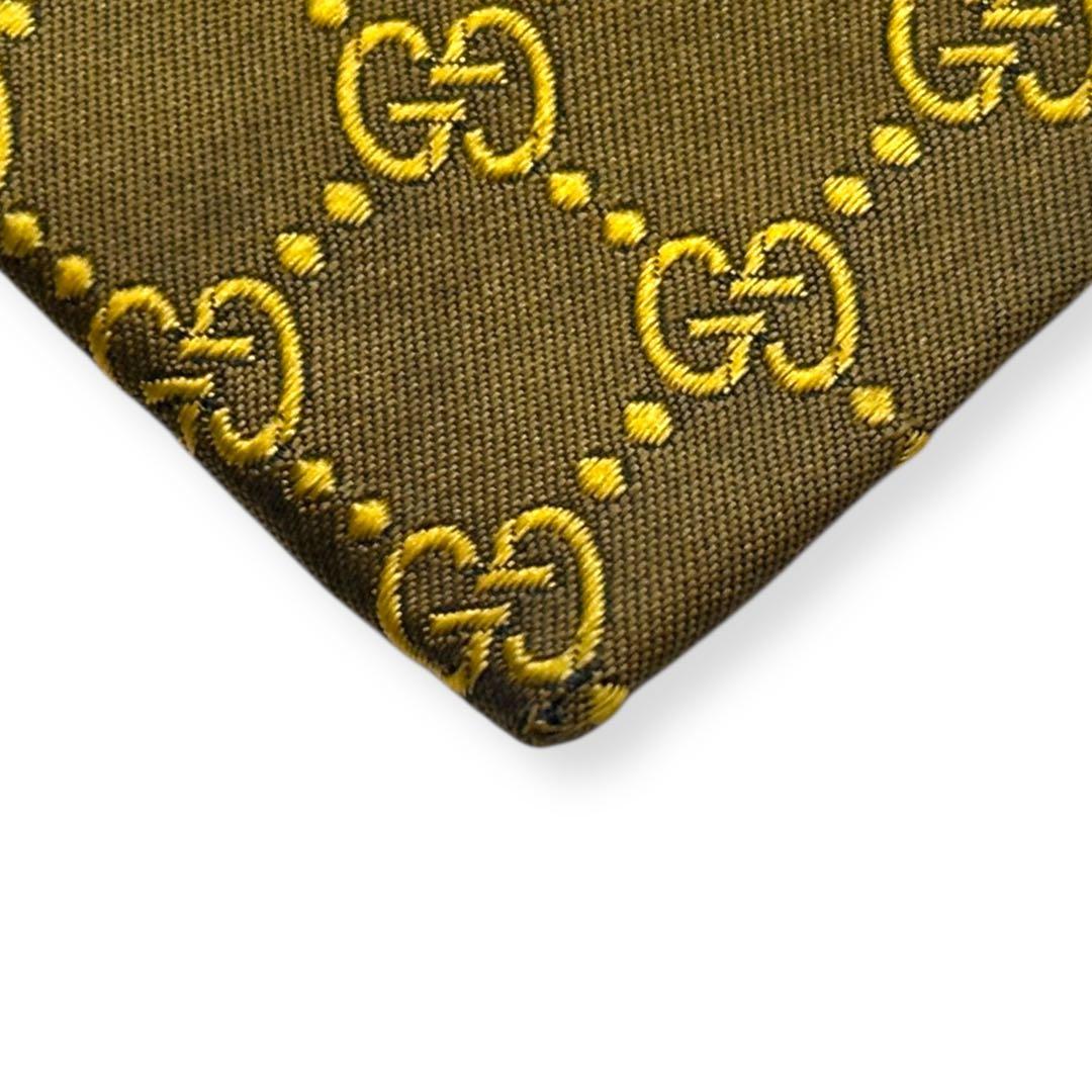 良品✨GUCCI ネクタイ　グッチ　GG柄　ジャガード　ゴールド　ブラウン