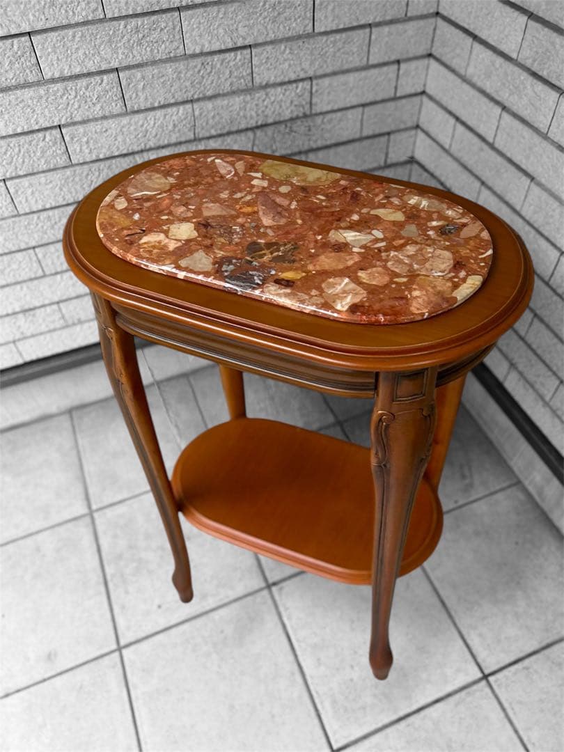 大理石 サイドテーブル コンソールテーブル 花台 猫足