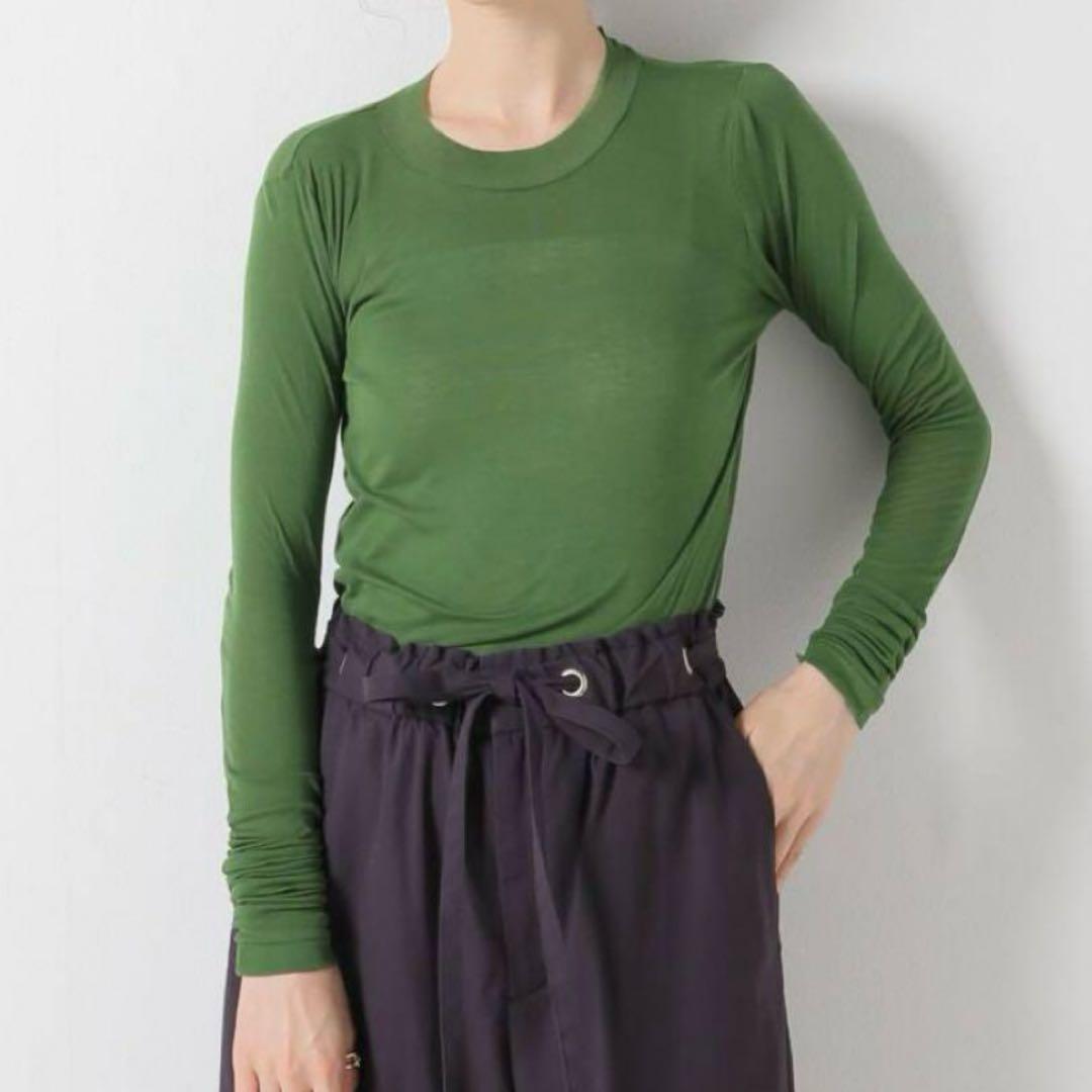 トップス AURALEE HIGH GAUGE SHEER LIB L/S TEE