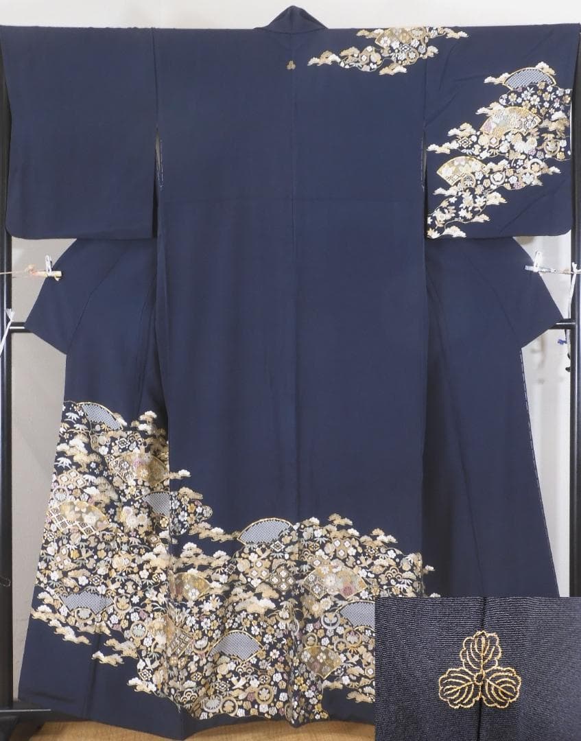 正絹・豪華な宝尽くし刺繍入り訪問着・一ツ紋・共八掛