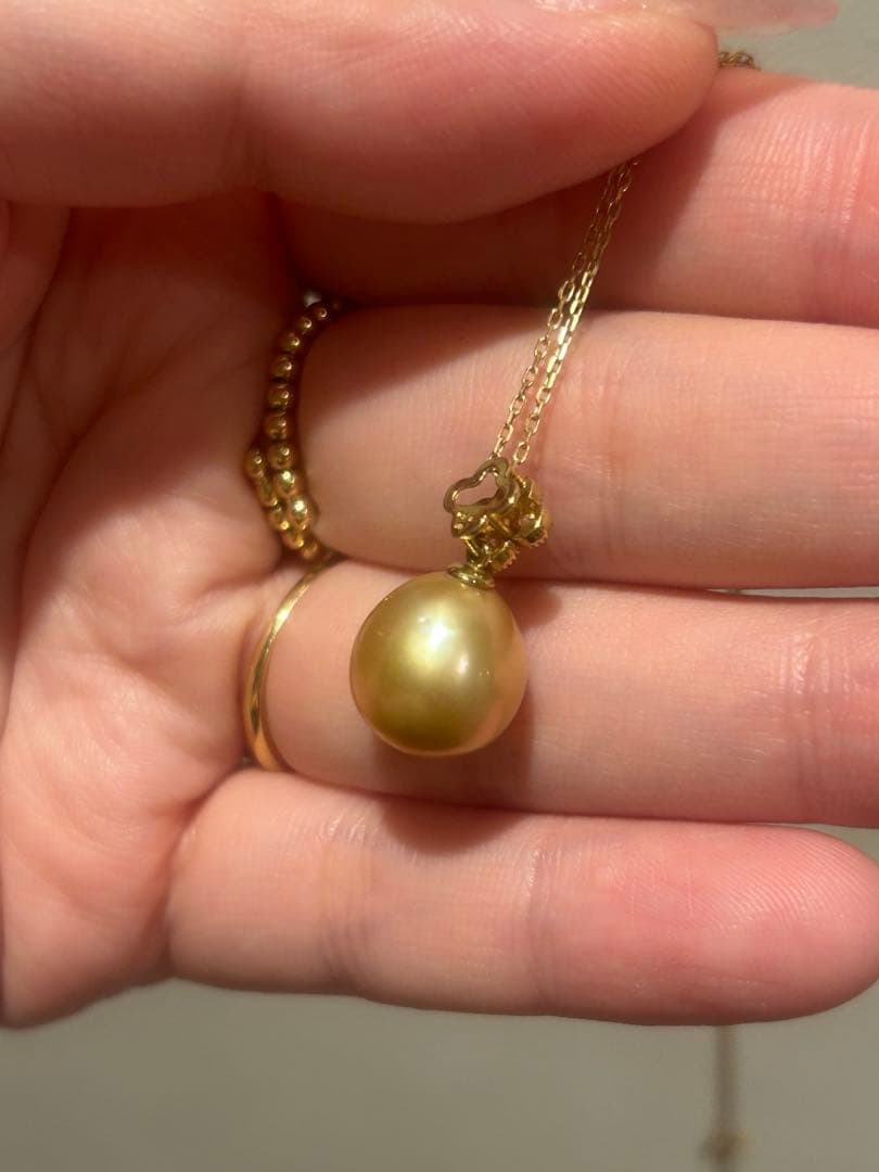 Rose様トップのみK18南洋白蝶ゴールデンパールダイヤ0.2ct