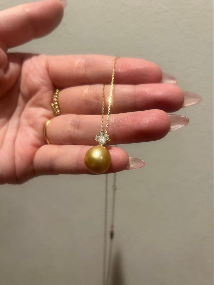 Rose様トップのみK18南洋白蝶ゴールデンパールダイヤ0.2ct