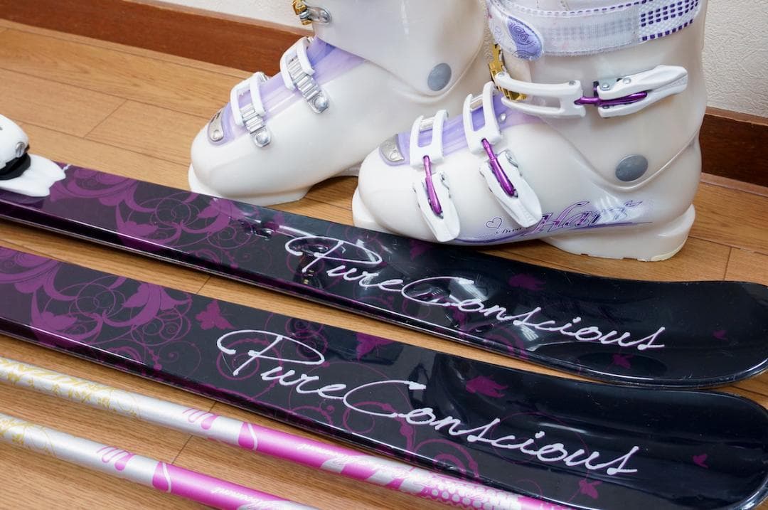 メンテ済 150cm 靴24.5cm PURE CONSCIOUS スキーセット