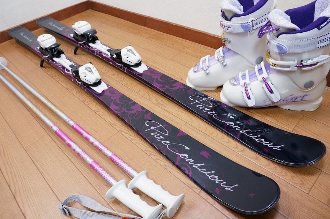 メンテ済 150cm 靴24.5cm PURE CONSCIOUS スキーセット