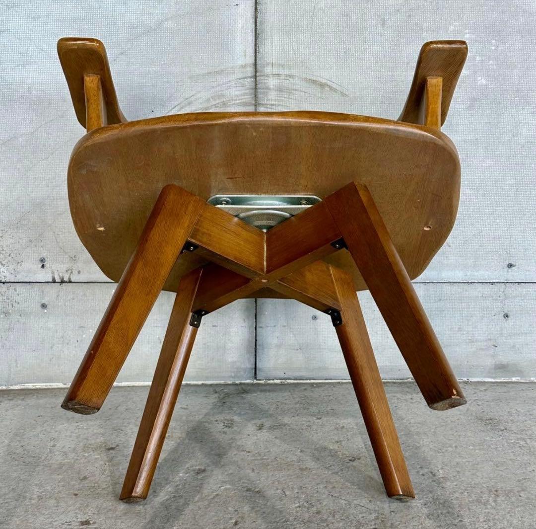 ✦最後の一脚✦マツダ家具 木製 回転式ダイニングチェア 昭和レトロ ヴィンテージ