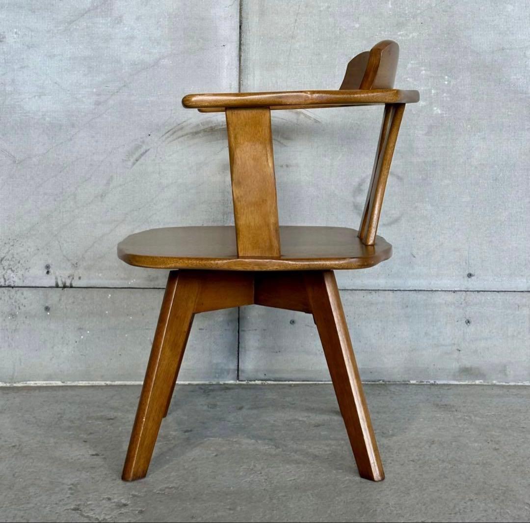 ✦最後の一脚✦マツダ家具 木製 回転式ダイニングチェア 昭和レトロ ヴィンテージ