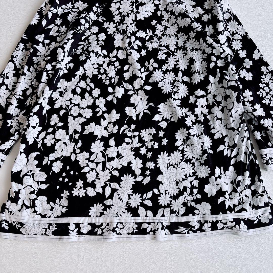 美品✨希少サイズ✨LEONARD レオナール トップス　チュニック　花柄　黒