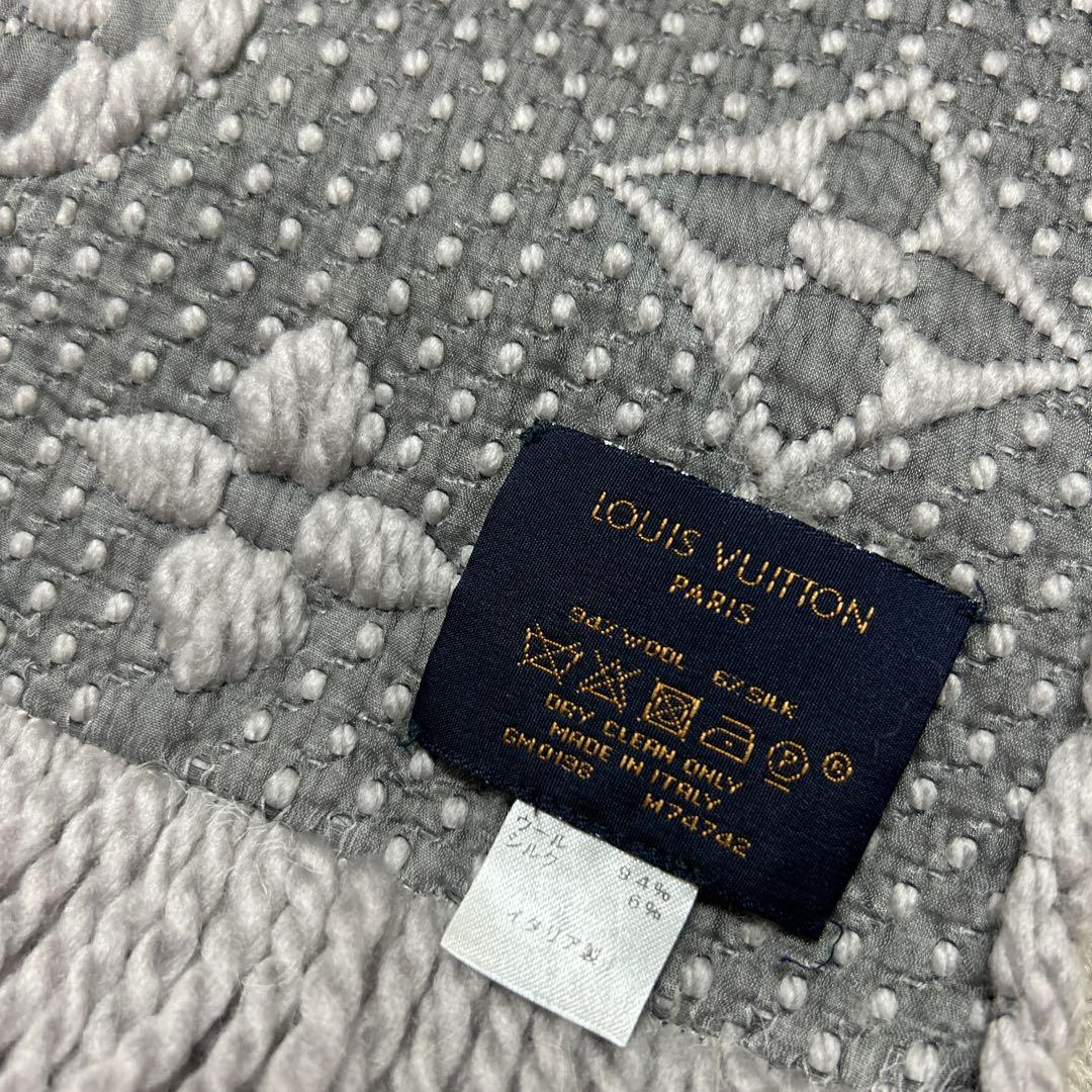 ルイヴィトン　エシャルプ ロゴマニア マフラー　ライトグレー