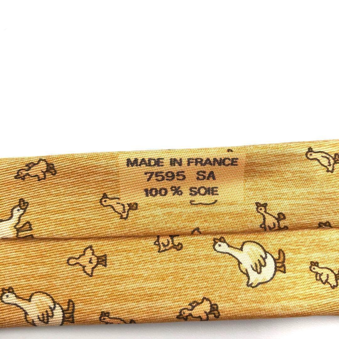 【極美品】HERMES エルメス ネクタイ アヒル 雛 アニマル 小紋柄 大人気