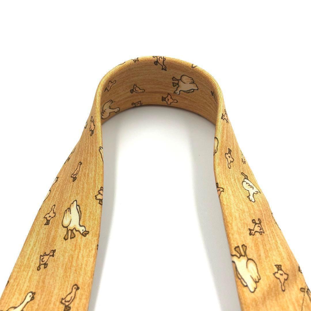 【極美品】HERMES エルメス ネクタイ アヒル 雛 アニマル 小紋柄 大人気