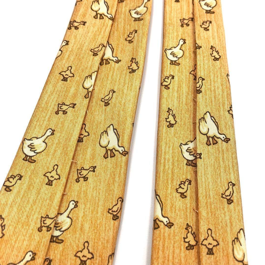【極美品】HERMES エルメス ネクタイ アヒル 雛 アニマル 小紋柄 大人気