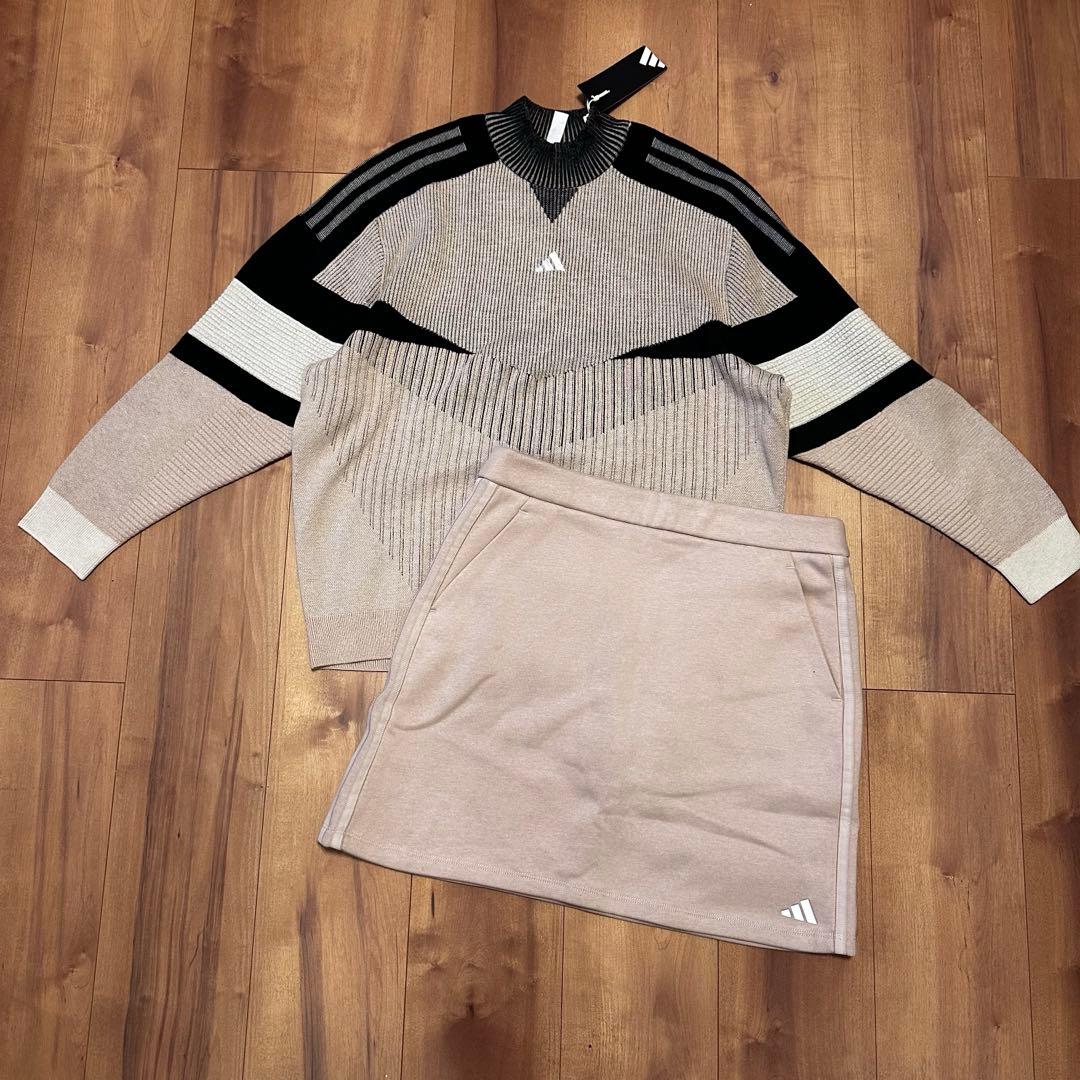 モックネック　ビックシルエット　長袖　ニット　裏起毛スカート　セットアップ　秋冬