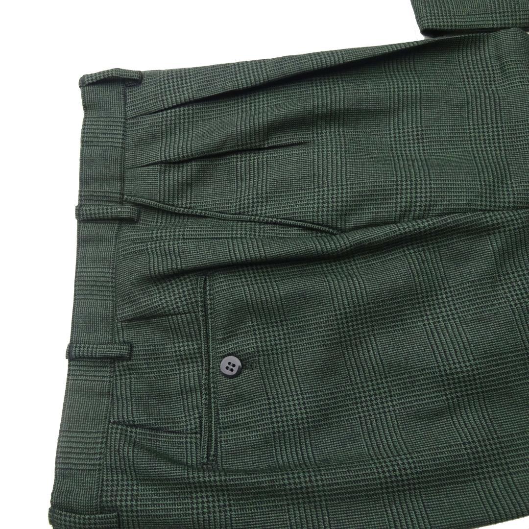 イタリア製赤タグ　ブリオーニ　Romaダブルスーツグレンチェックグリーン50刺繍